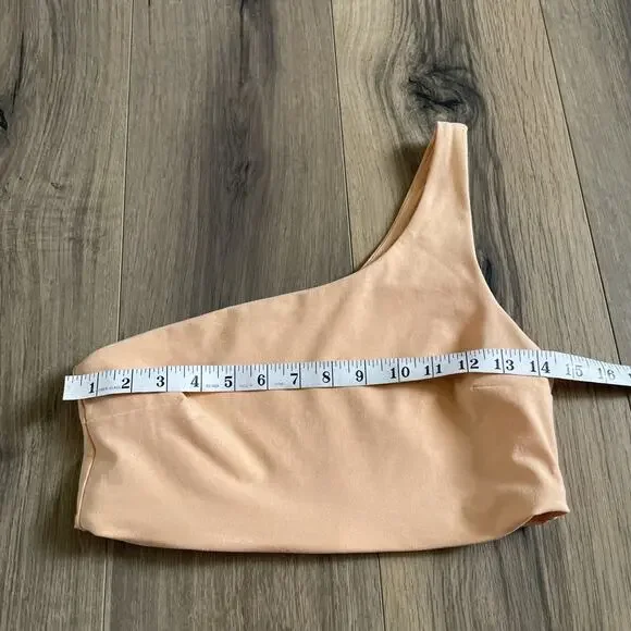 PLAYGROUND ACTIVE Tank Sports Bra Size Large Orange One Shoulder Cali Crop Top - Picture 4 of 7